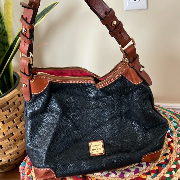 Dooney & Bourke Black and Brown Leather Shoulder Bag - Picture 1 of 10